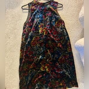 LOFT Floral Velvet Dress Size S